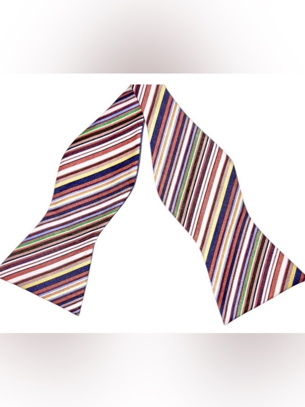 Bow Tie Tuesday Mens Rainbow Striped Cotton-Blend Vintage Bow Tie 2.75” Wide